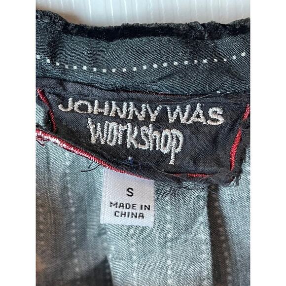 Johnny Was Black Floral Pin Stripe Print Blouse Top Women's Size S - Picture 7 of 8